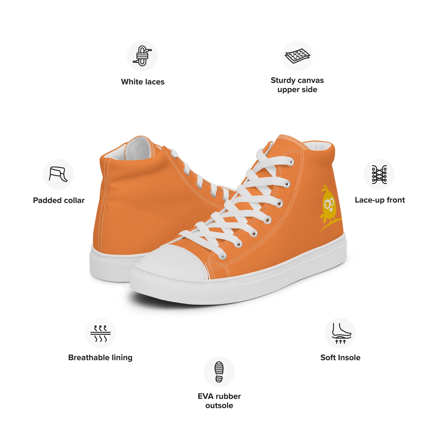 Orange WC Men’s high top canvas shoes