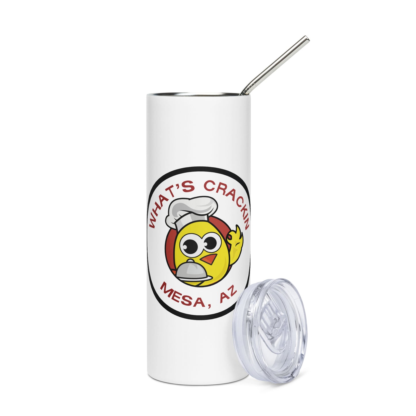 Stainless steel tumbler with chef logo