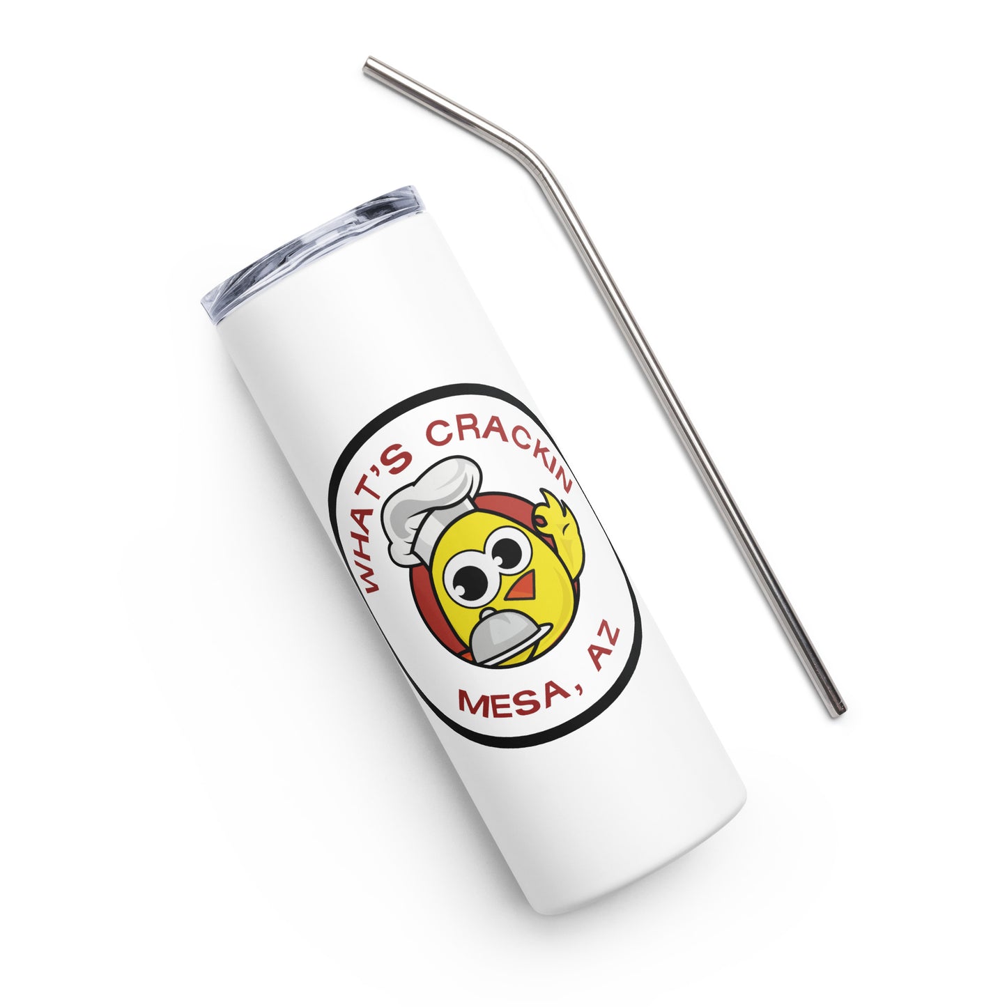 Stainless steel tumbler with chef logo