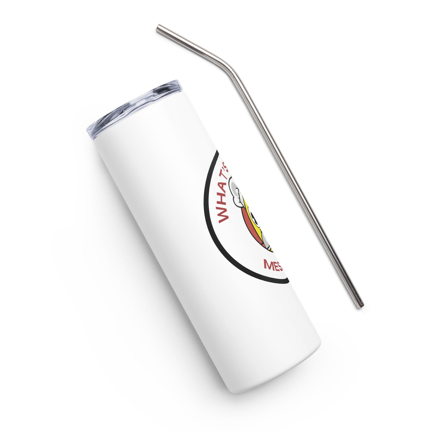Stainless steel tumbler with chef logo